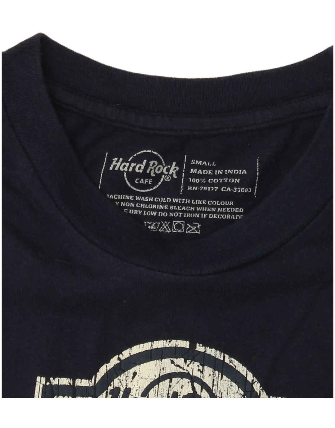 Hard Rock Cafe Herre Amsterdam Grafisk T-Shirt Top Lille Marineblå Bomuld