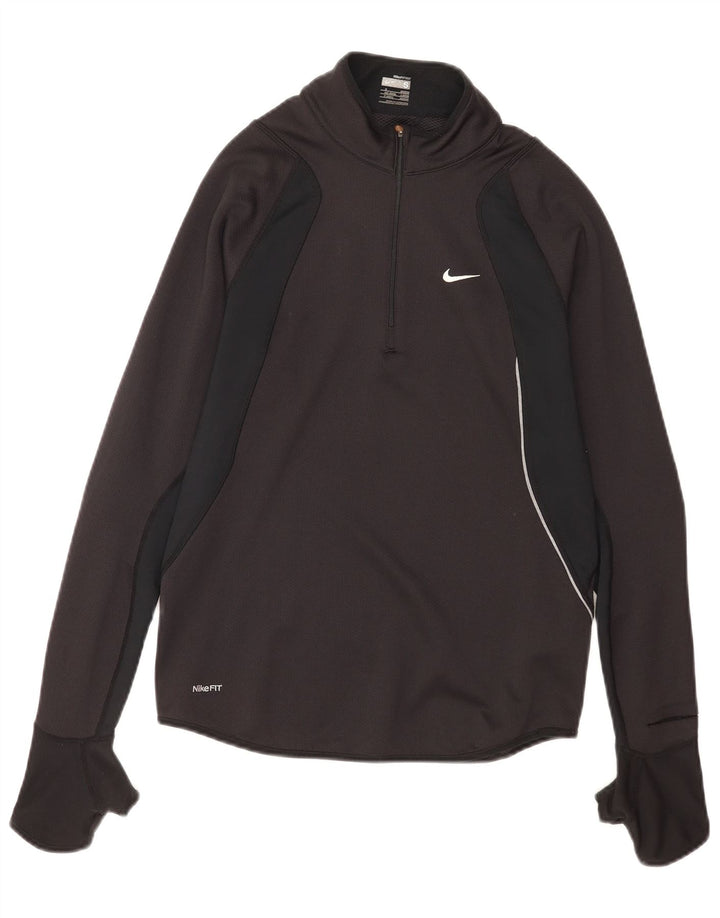 Nike Pullover med lynlås til mænd, træningsdragt, top UK 36/38 Lille sort farveblok