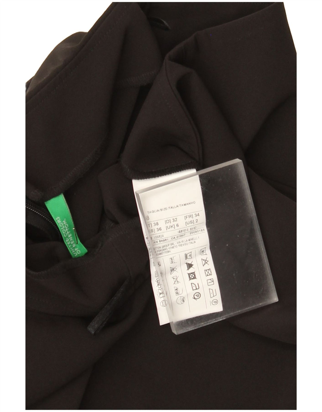 Benetton Dame A-Line nederdel UK 6 XS W24 Sort Polyester