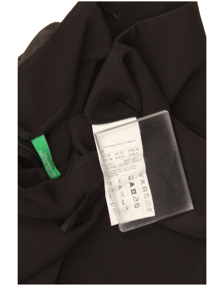 Benetton Dame A-Line nederdel UK 6 XS W24 Sort Polyester