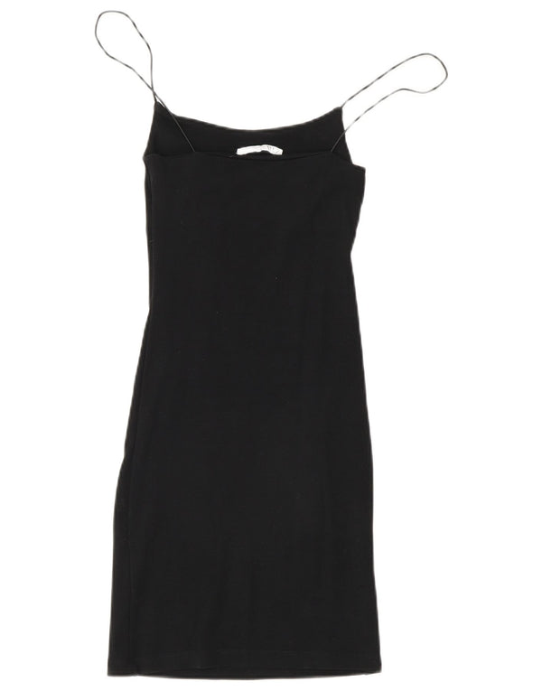 Zara Womens Slip Dress UK 8 Small Black Bomuld