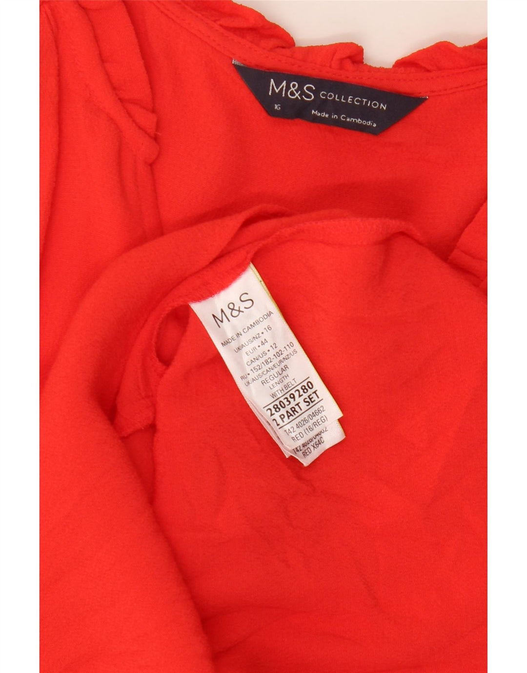 Marks & Spencer Dame Langærmet Oversized Shift Dress UK 16 Large Red