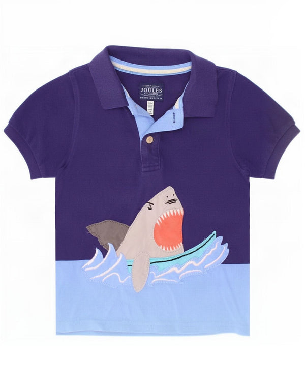 Joules drenge grafisk poloshirt 3-4 år marineblå farveblok bomuld