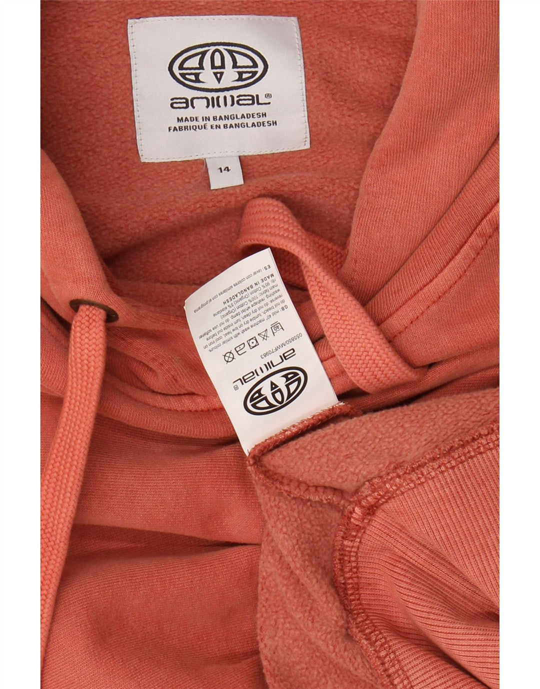 ANIMAL Dame grafisk oversized hættetrøje Jumper UK 14 Large Pink Bomuld