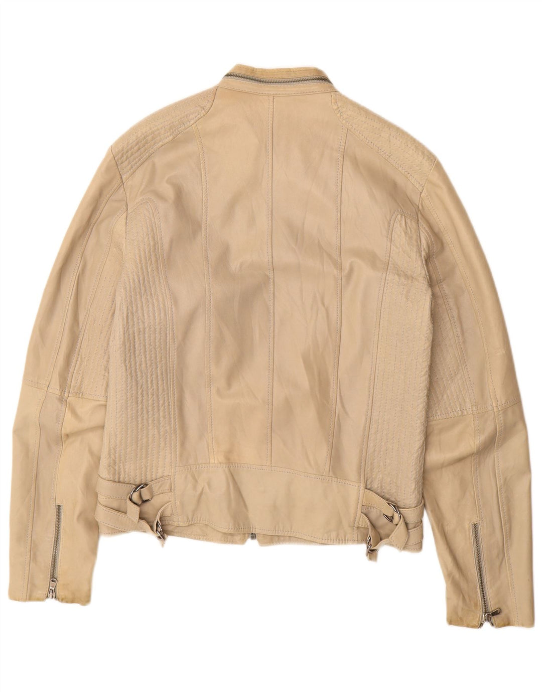 Vintage læderjakke til kvinder UK 16 Stort beige læder