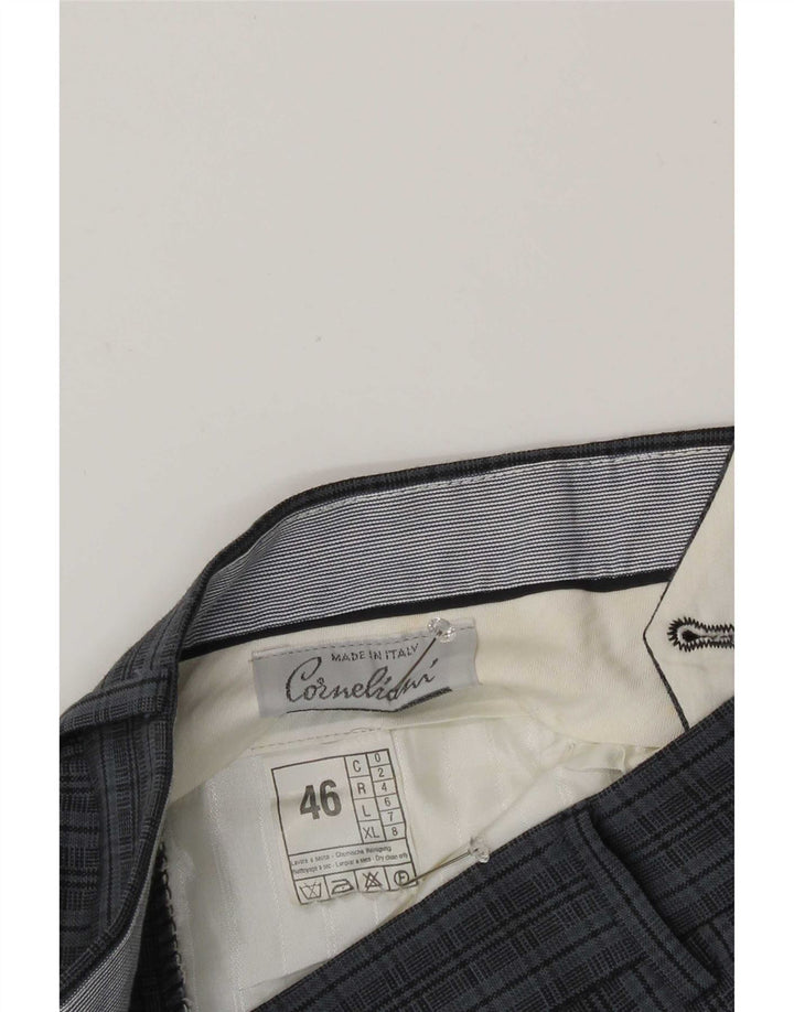Corneliani Herre Pegged Suit Bukser IT 46 Small W30 L30 Blue Check