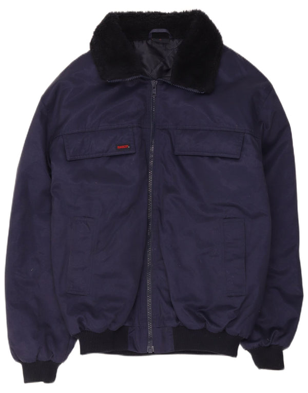 Mascot Herre Bomber Jacket UK 40 Large Navy Blue Colourblock Cotton
