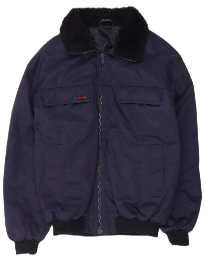 Mascot Herre Bomber Jacket UK 40 Large Navy Blue Colourblock Cotton