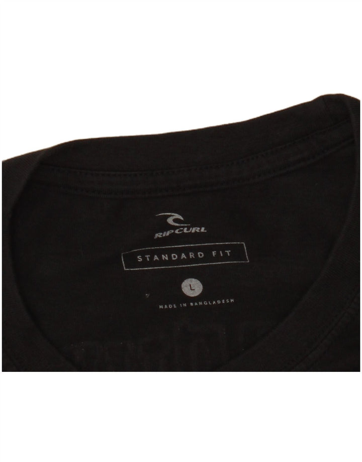 Rip Curl Herre Standard Fit Grafisk T-Shirt Top Stor Sort