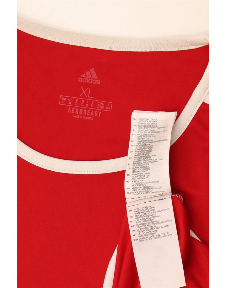 ADIDAS Mens T-Shirt Top XL Red Colourblock Polyester Vintage Adidas and Second-Hand Adidas from Messina Hembry 
