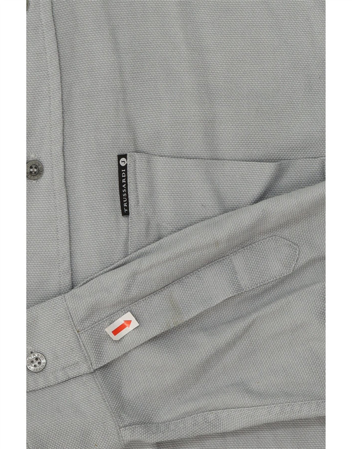 TRUSSARDI JEANS Mens Shirt Medium Grey Viscose Vintage Trussardi Jeans and Second-Hand Trussardi Jeans from Messina Hembry 