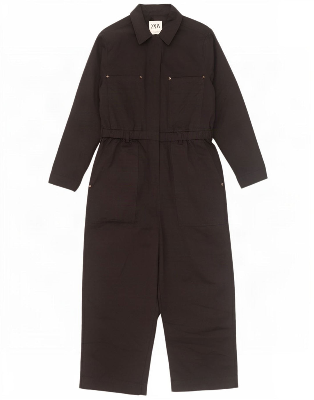 Zara Dame Langærmet Jumpsuit UK 16 Large Black