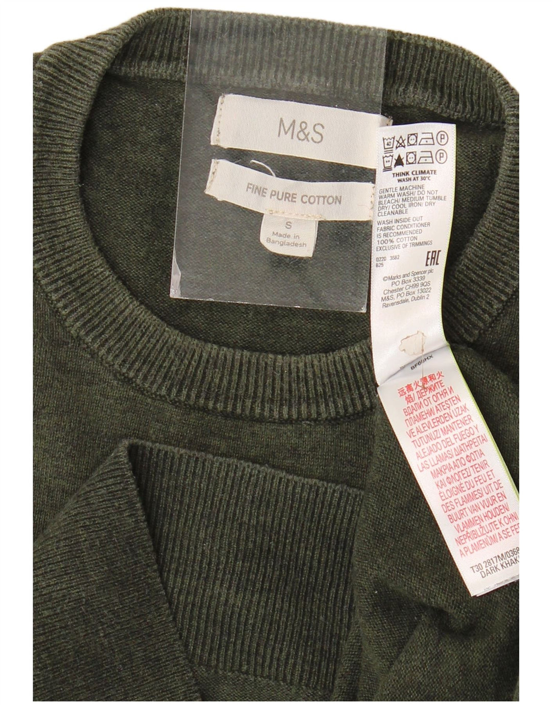Marks & Spencer Herre sweater med rund hals, lille Khaki Bomuld