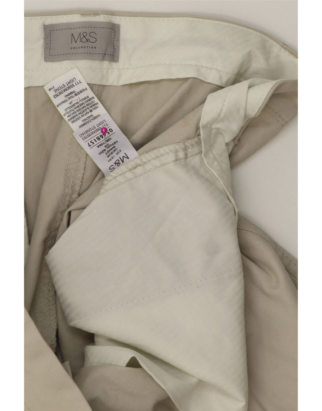 MARKS & SPENCER Chino Shorts til mænd W42 2XL Beige Bomuld