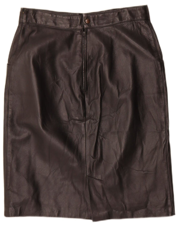 Vintage lædernederdel til kvinder IT 44 Medium W28 sort geometrisk læder