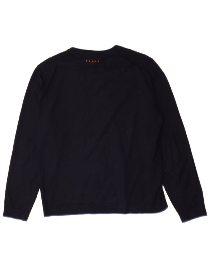 Ted Baker Herre V-hals sweater str. 4 Large Navy Blue