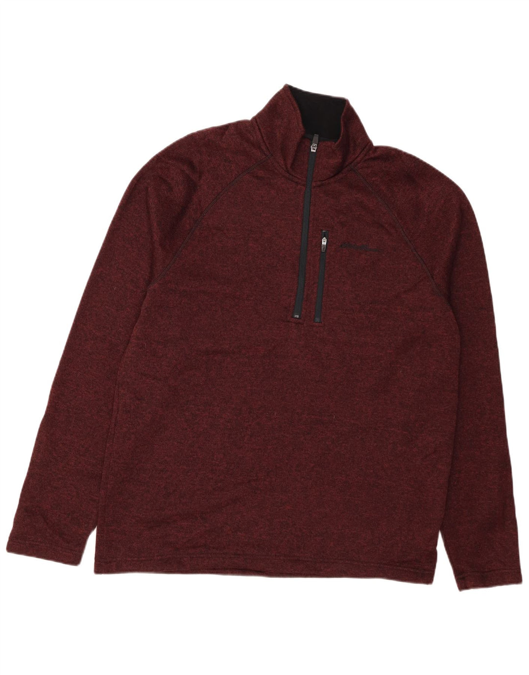 EDDIE BAUER Sweatshirt med lynlås til mænd, stor Burgundy Flecked
