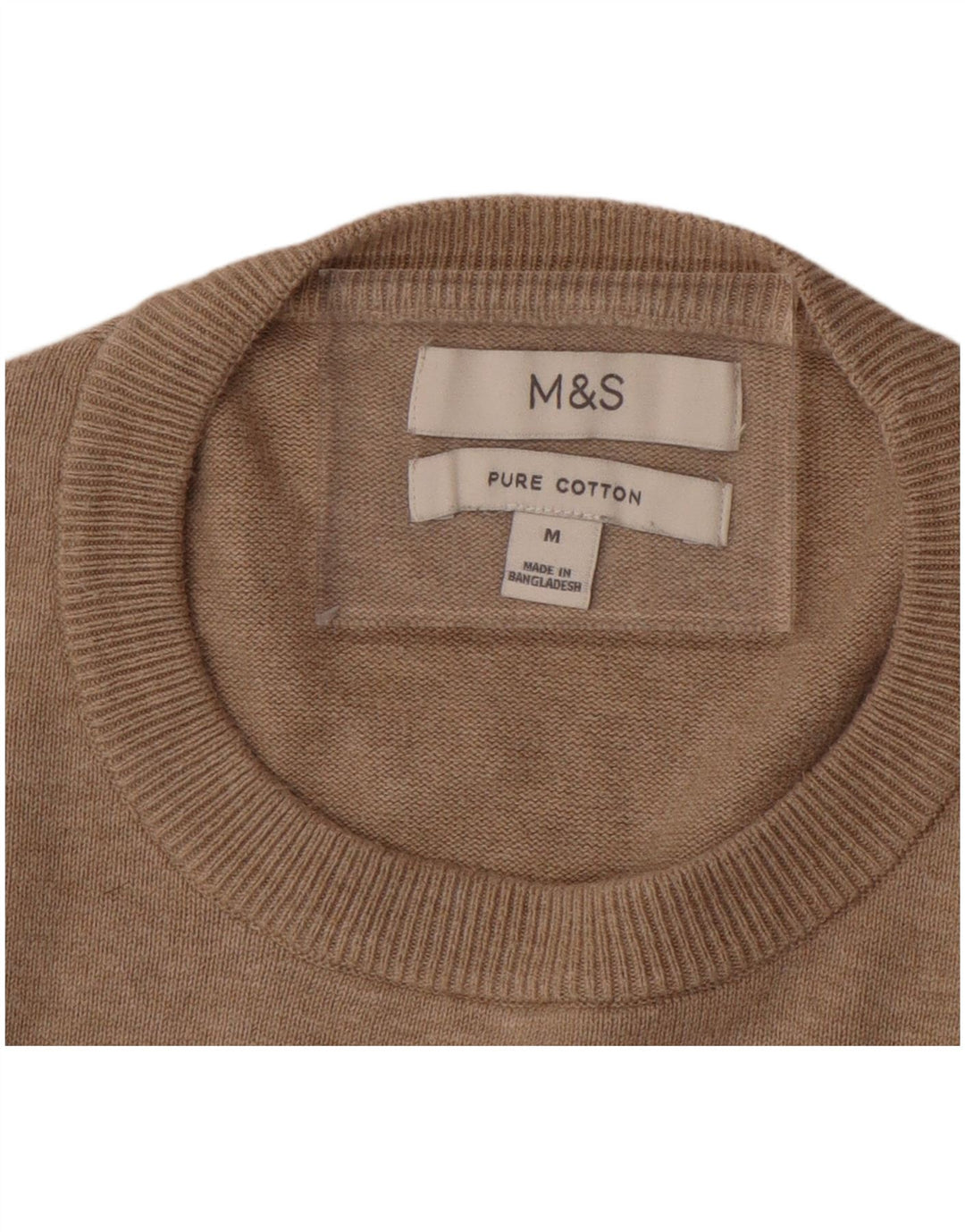 Marks & Spencer Herre sweater med rund hals, medium beige bomuld