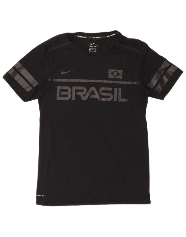 NIKE Herre Brasil Grafisk T-Shirt Top Lille Sort