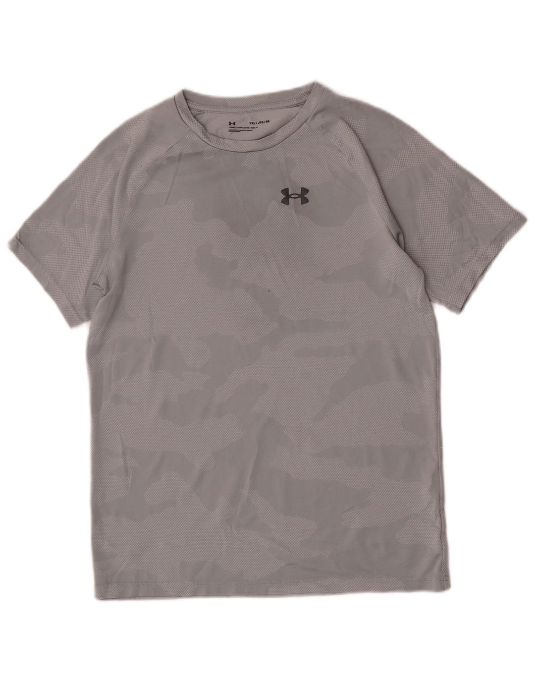 Under Armour Boys T-Shirt Top 13-14 år XL Grå Camouflage Polyester
