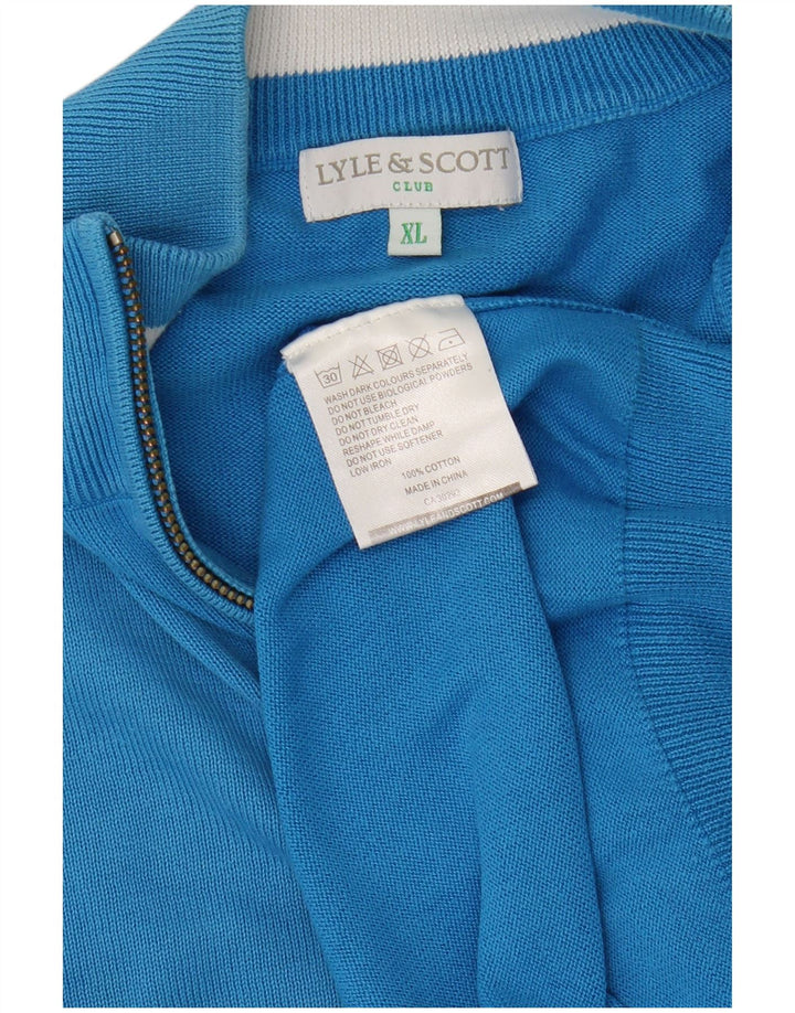 Lyle & Scott Herre sweater med lynlåshals XL blå bomuld