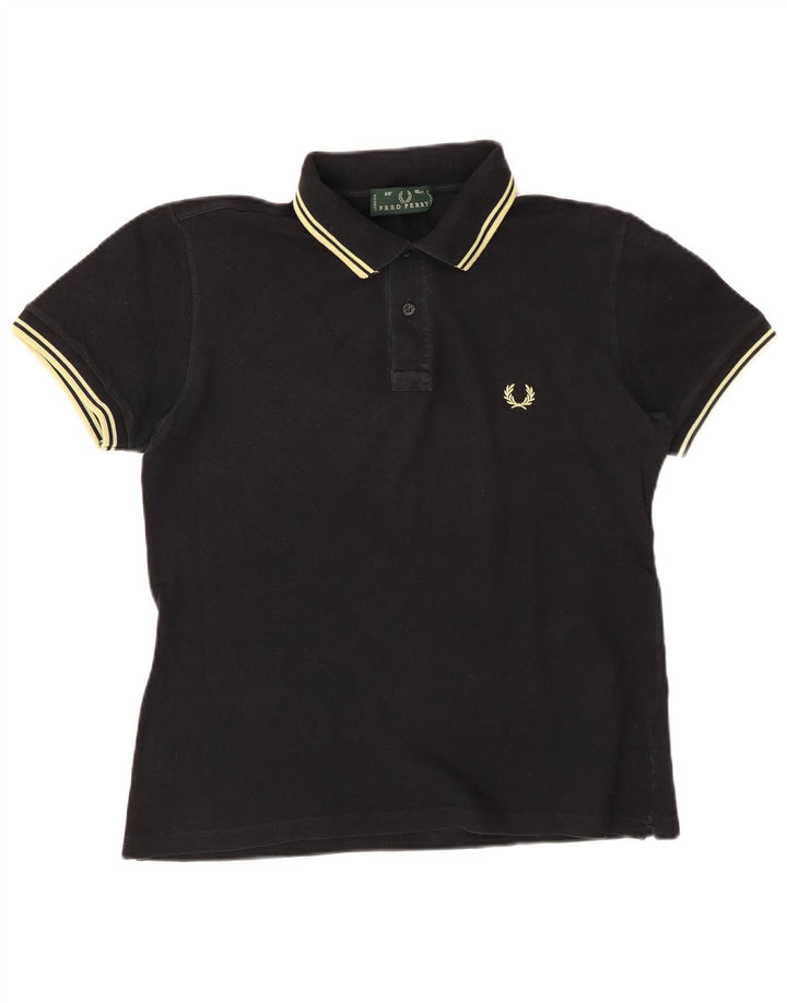 FRED PERRY Mens Polo Shirt Medium Black Cotton