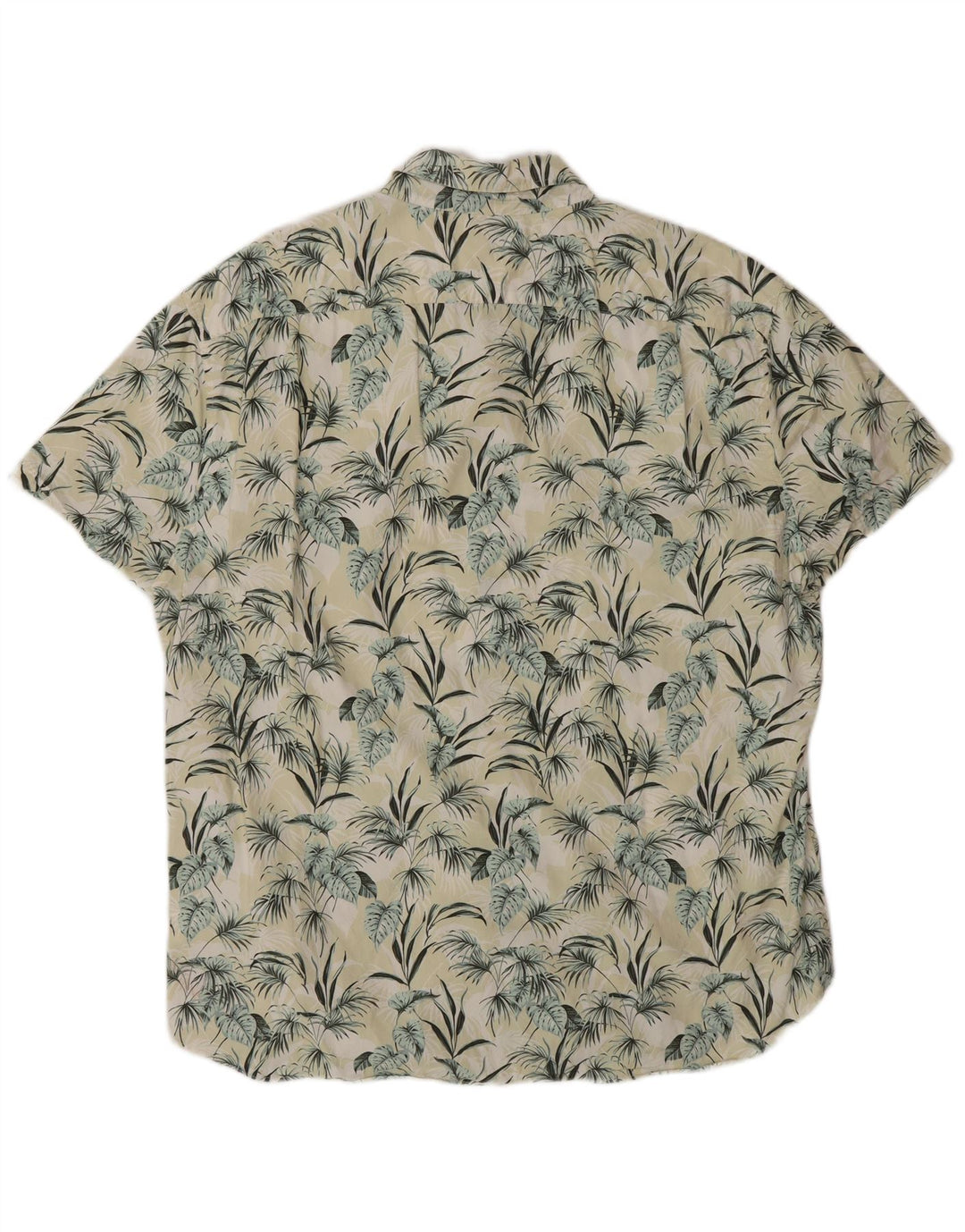 J. CREW Kortærmet Herreskjorte XL Gul Blomsterbomuld Hawaiiansk