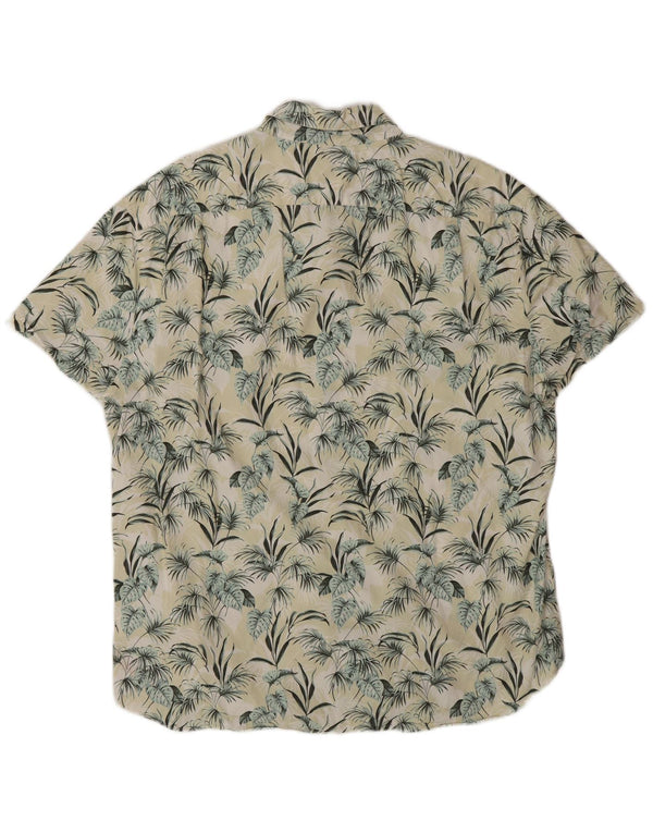 J. CREW Kortærmet Herreskjorte XL Gul Blomsterbomuld Hawaiiansk