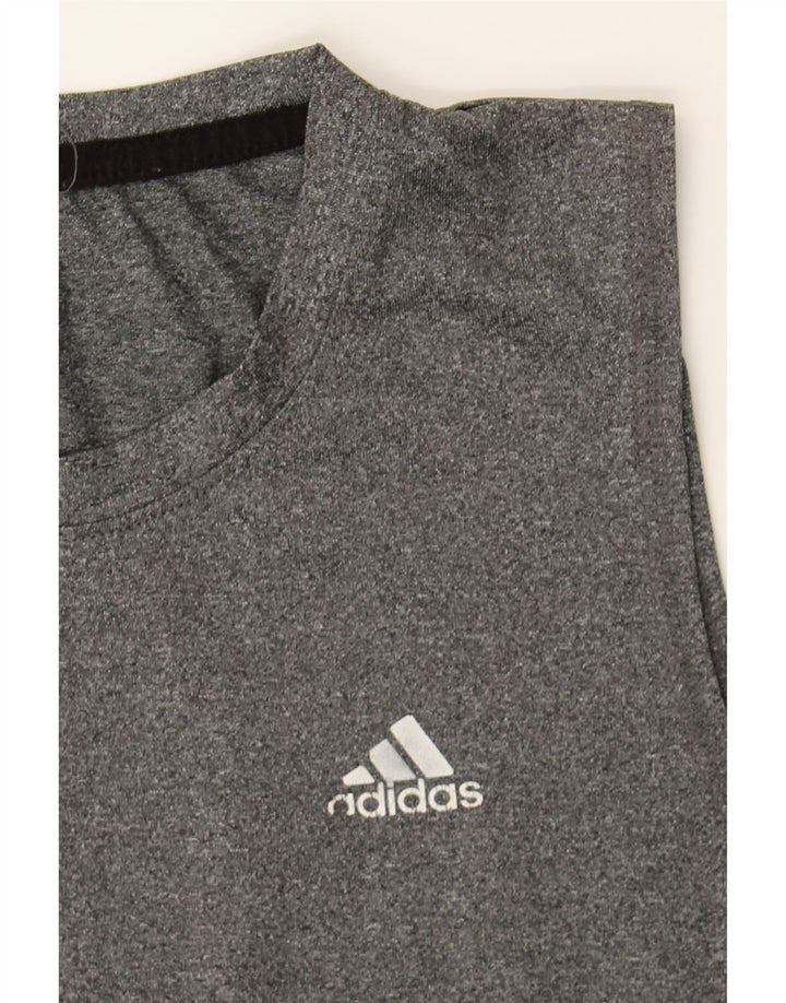 ADIDAS Boys Vest Top 13-14 Years Grey Flecked Polyester Vintage Adidas and Second-Hand Adidas from Messina Hembry 