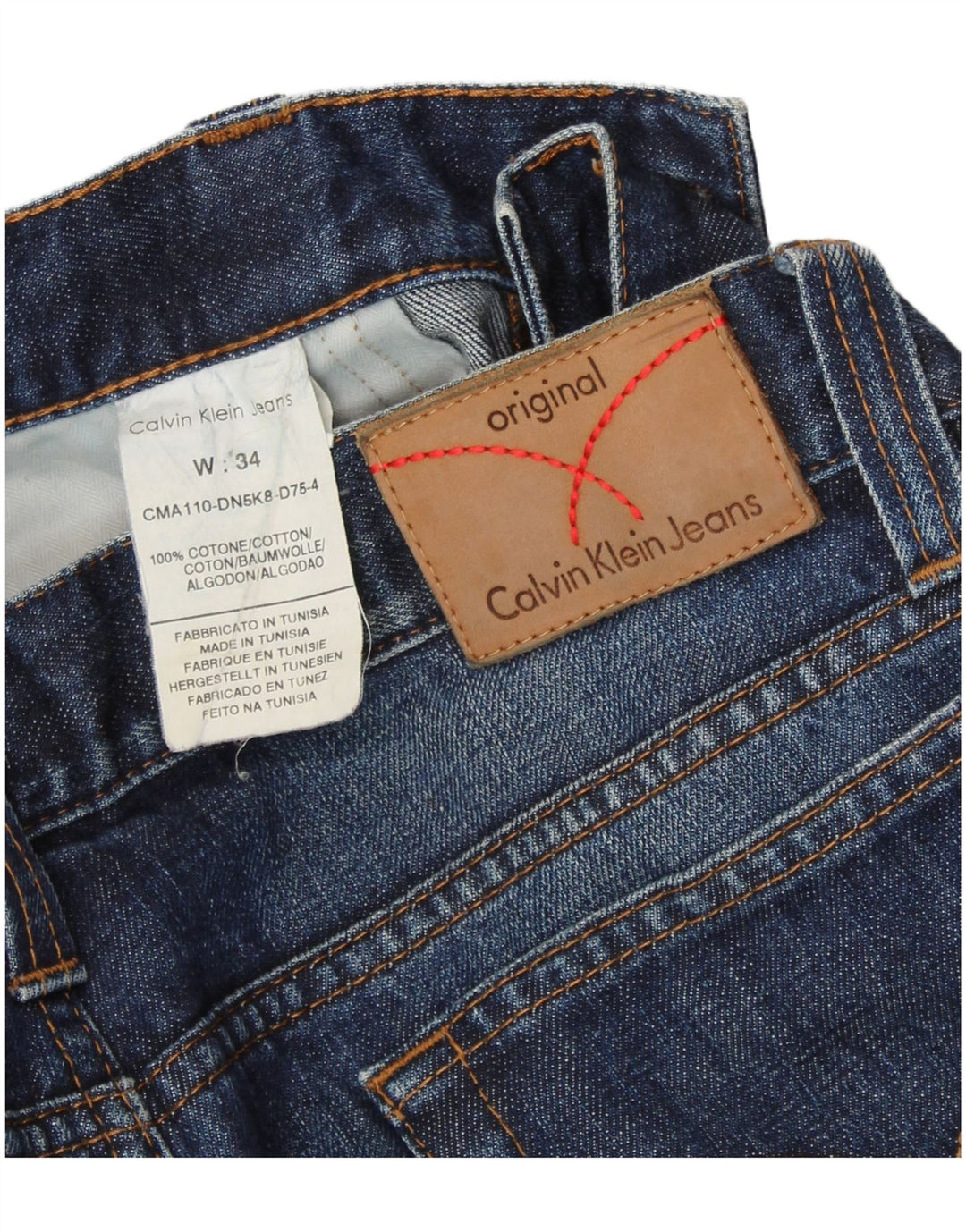 CALVIN KLEIN Straight jeans til mænd W34 L32 Blå Bomuld