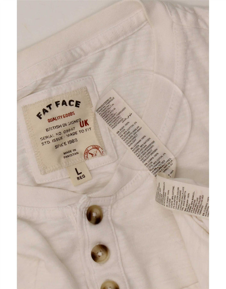 Fat Face Herre T-Shirt Top Stor Hvid Bomuld