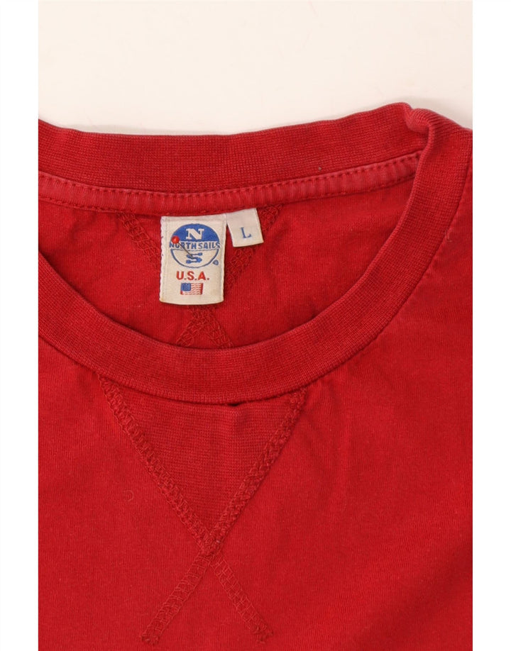 NORTH SAILS Mens T-Shirt Top Large Red Cotton Vintage North Sails and Second-Hand North Sails from Messina Hembry 