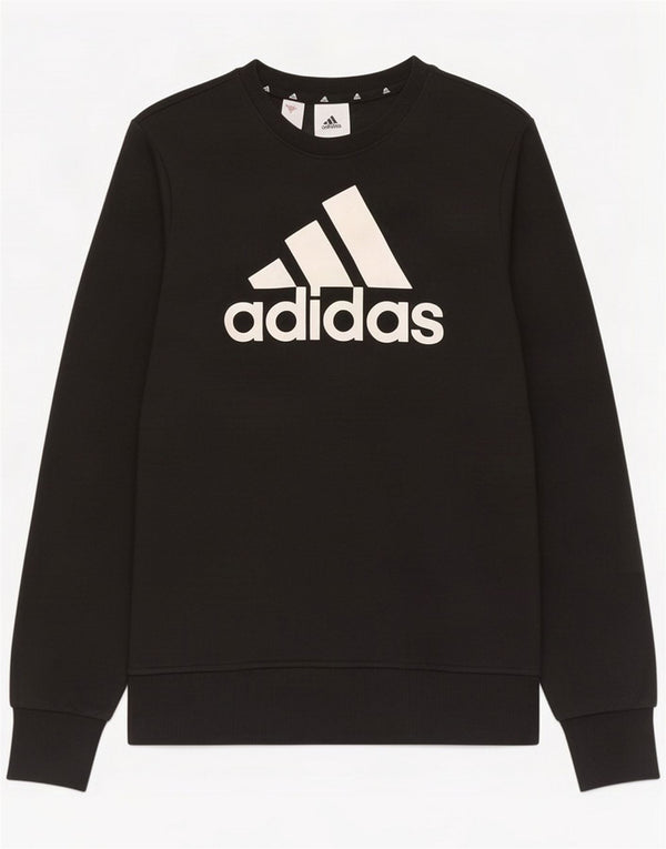 Adidas Boys Graphic Sweatshirt Jumper 14-15 Years Black Cotton