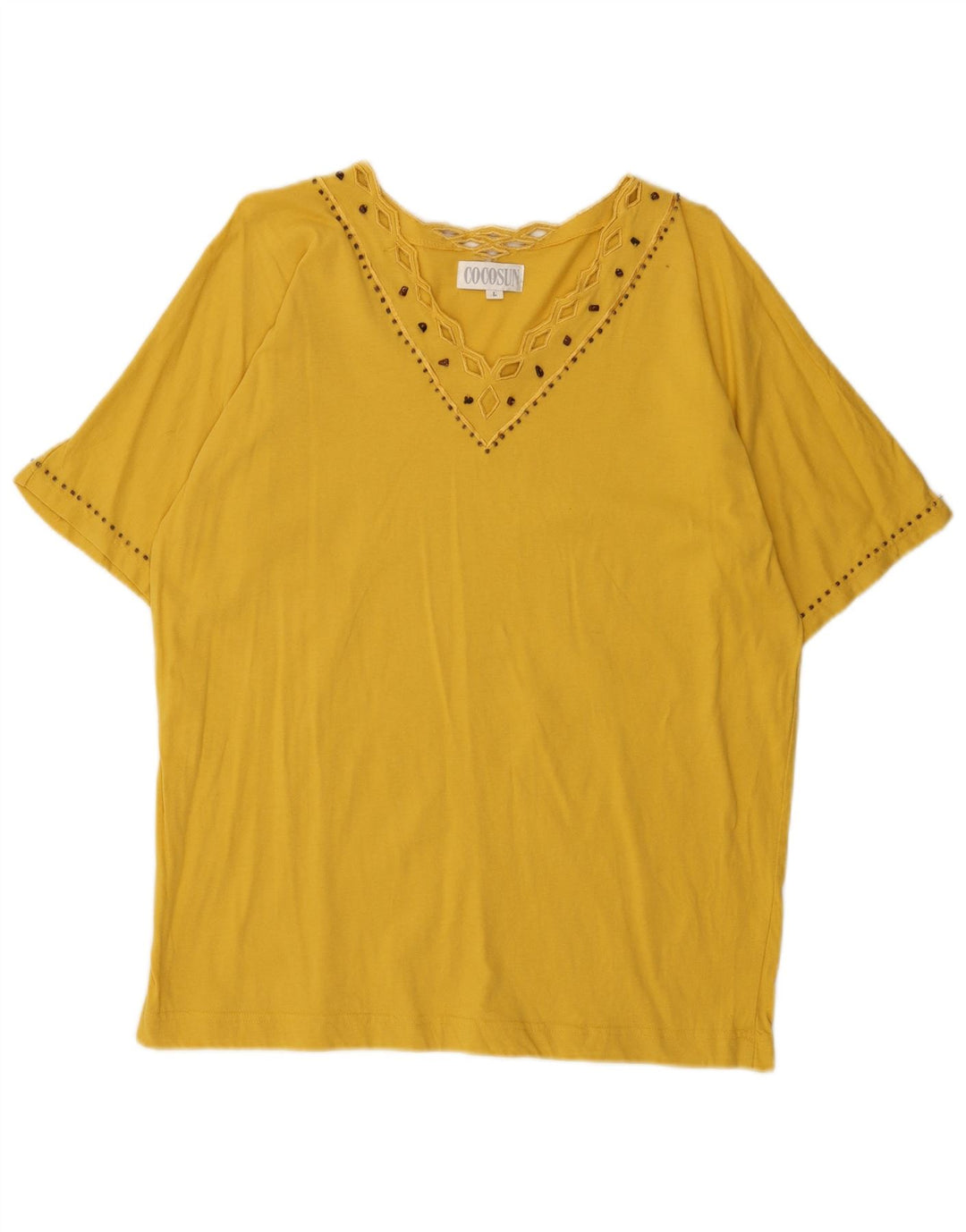 Vintage Dame Bluse Top UK 16 Stor Gul Bomuld