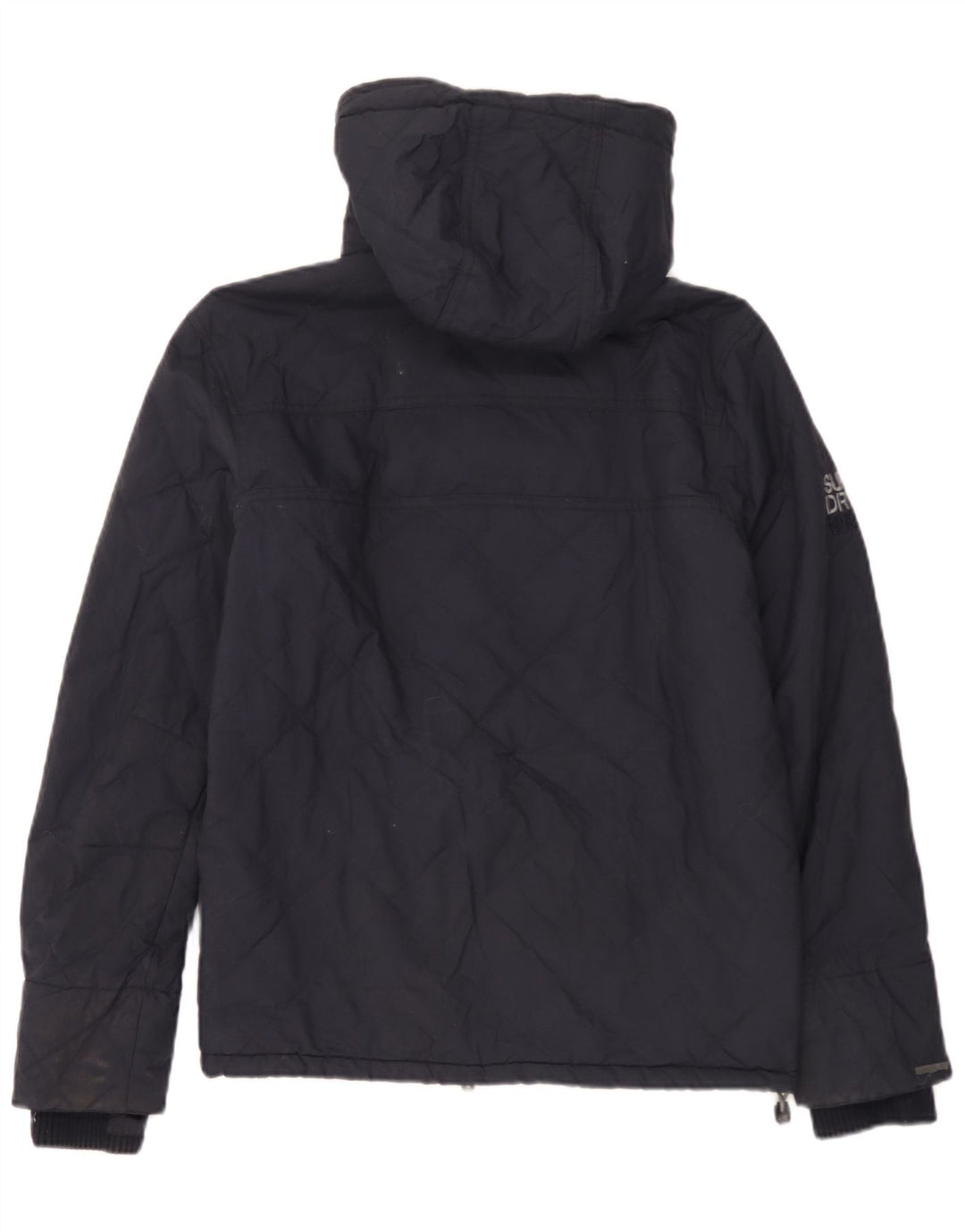 Superdry Windbreaker-jakke med hætte til mænd UK 36 Lille marineblå nylon