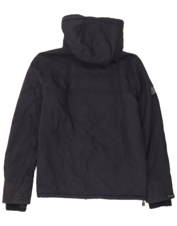 Superdry Windbreaker-jakke med hætte til mænd UK 36 Lille marineblå nylon