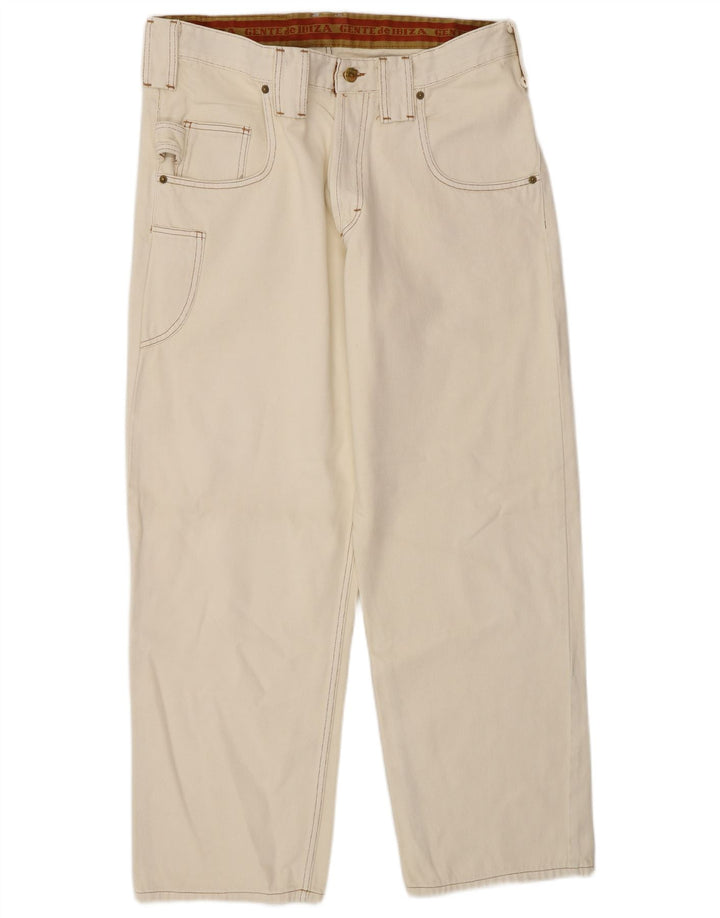 Ibiza Herre Cargo Loose Jeans W34 L30 Hvid Bomuld