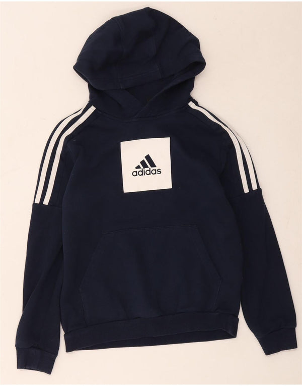 Adidas grafisk hættetrøje til drenge 11-12 år marineblå bomuld