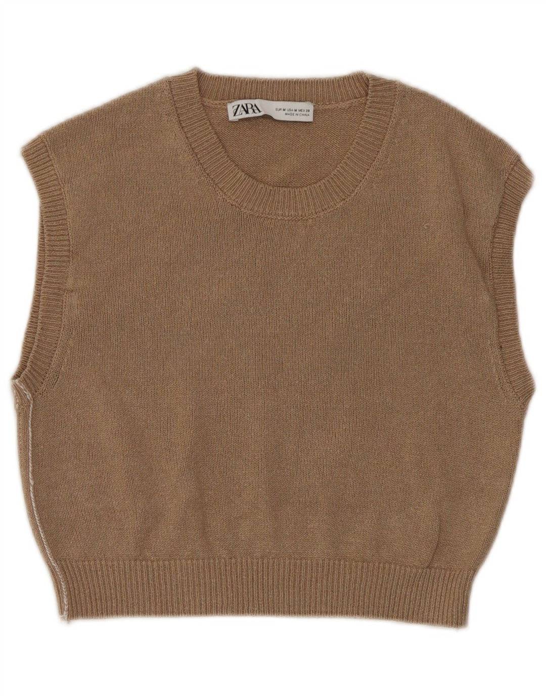 Zara Dame Crop Vest Tank Top UK 12 Medium Brun