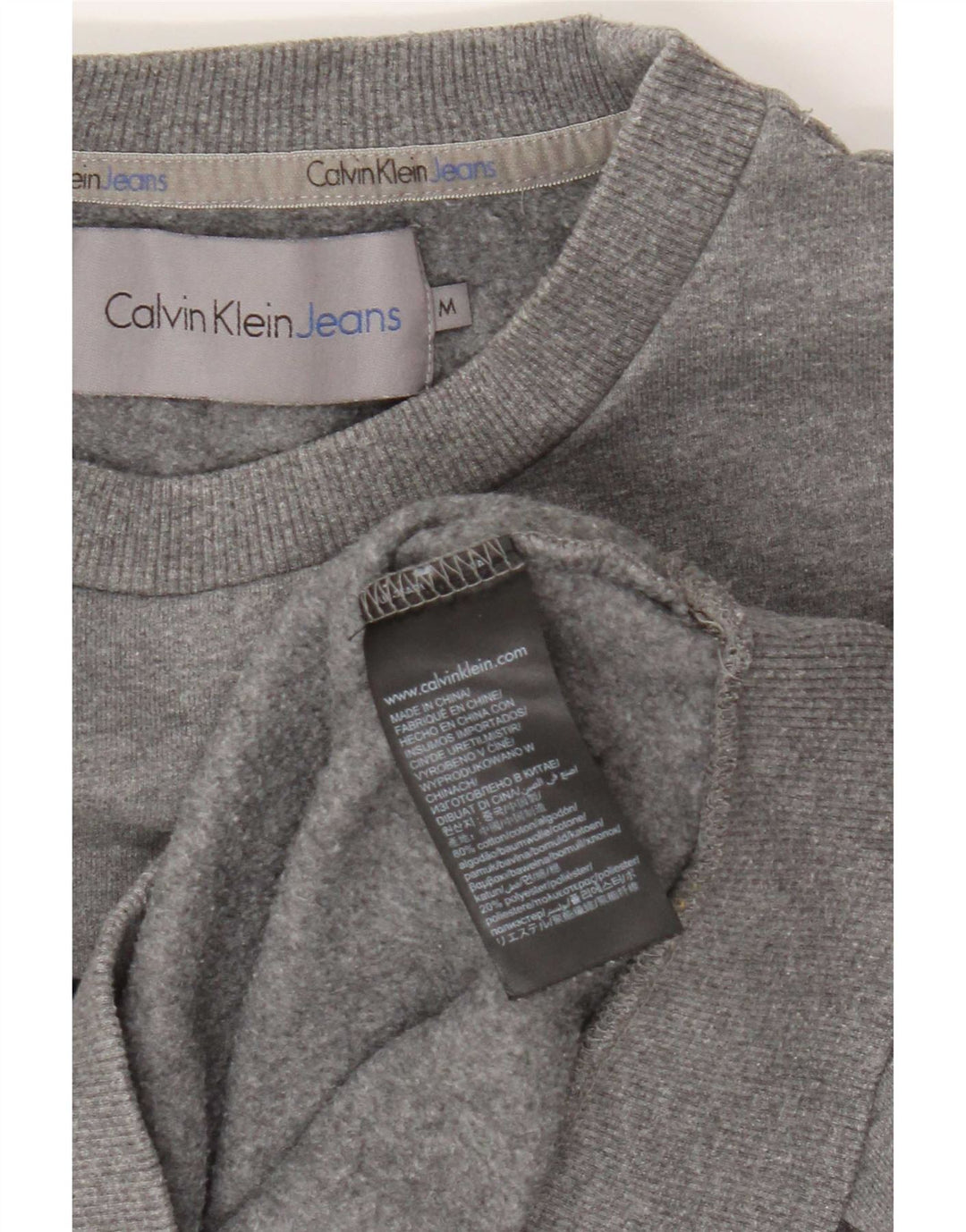 Calvin Klein Jeans Herre Grafisk Sweatshirt Jumper Medium Grå Flecked