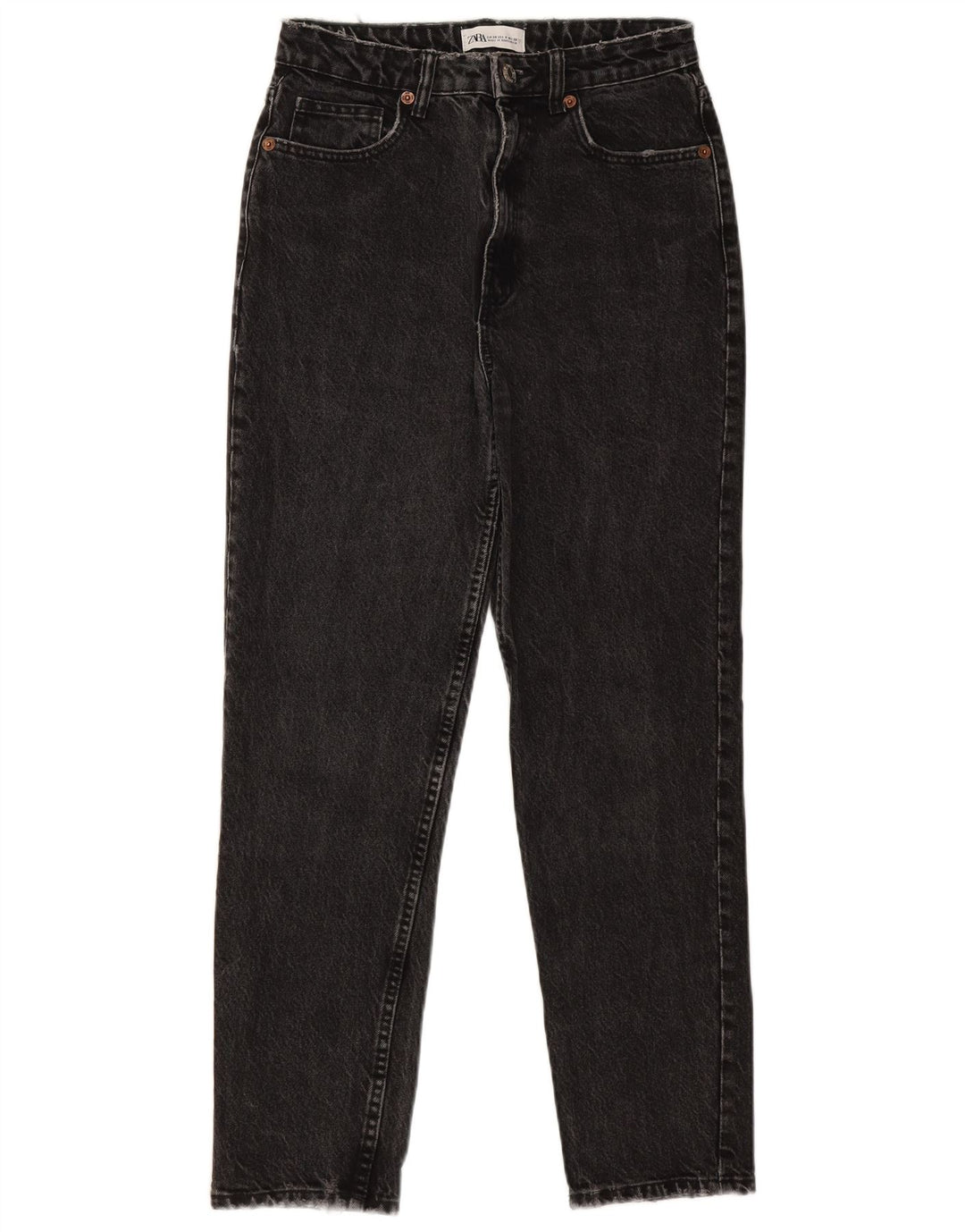 ZARA Dame Distressed Tapered Jeans EU 38 Small W28 L27 Grå