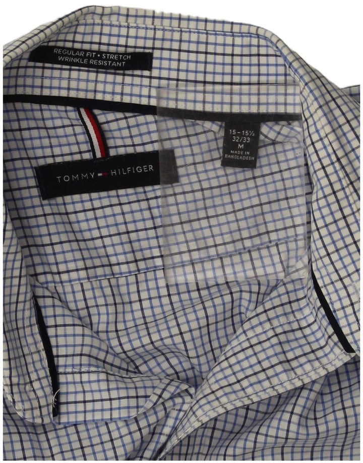 Tommy Hilfiger Herre Regular Fit Skjorte Størrelse 15 1/2 Medium Blue Ternet Bomuld