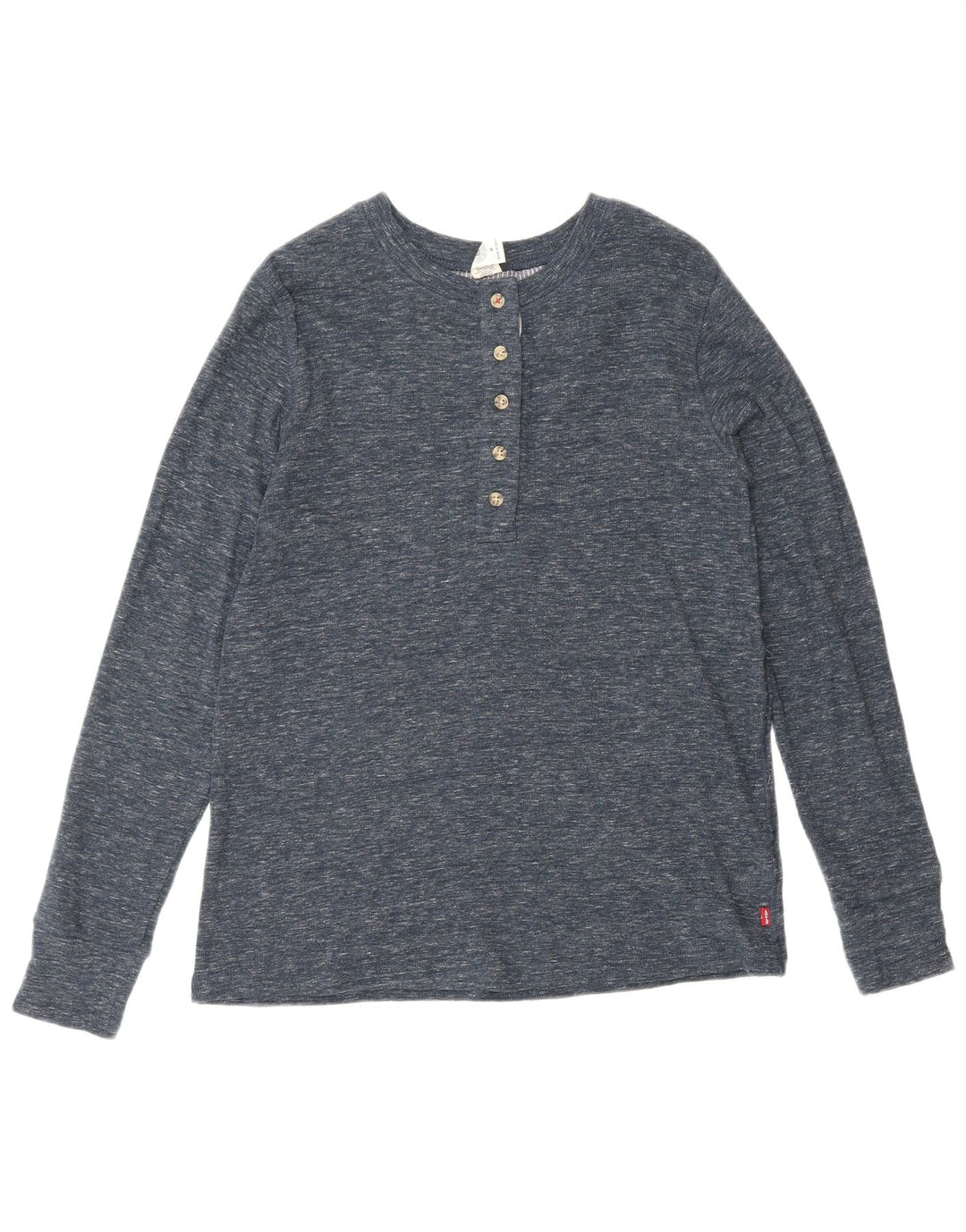 Levi's Dame Top Langærmet UK 12 Medium Navy Blue Flecked Bomuld Classic
