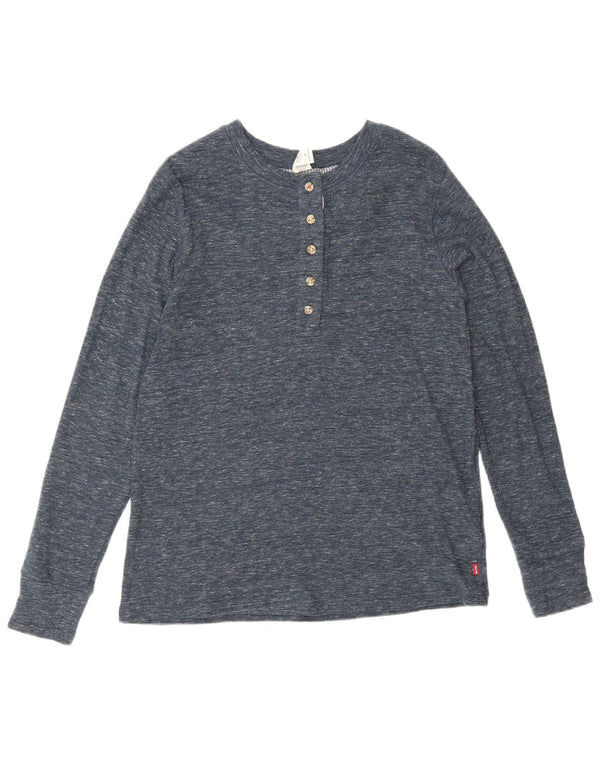 Levi's Dame Top Langærmet UK 12 Medium Navy Blue Flecked Bomuld Classic