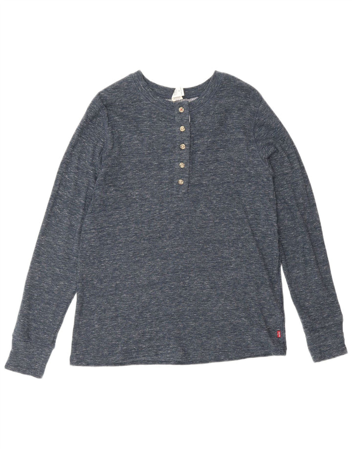 Levi's Dame Top Langærmet UK 12 Medium Navy Blue Flecked Bomuld Classic
