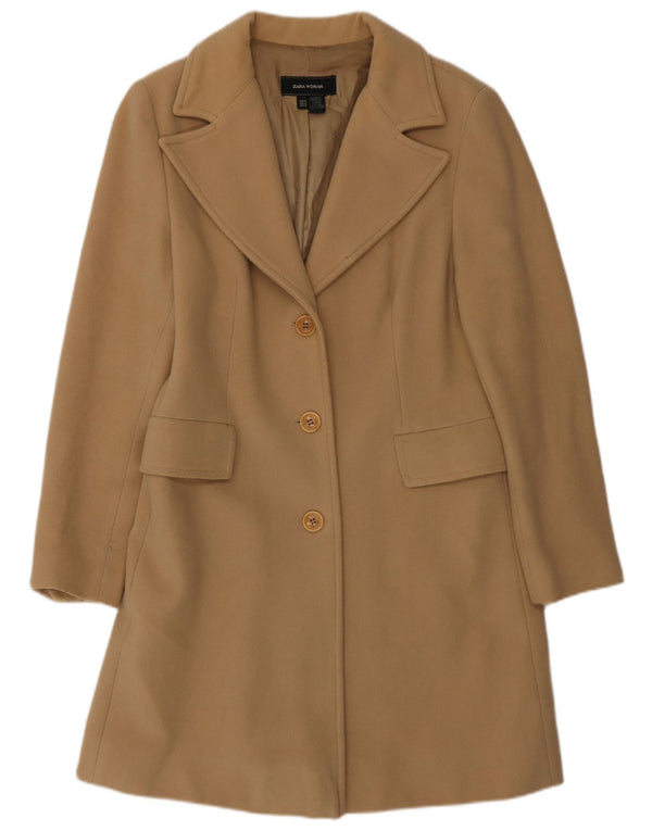 Zara Womens Overcoat EU 42 Large Beige Wool