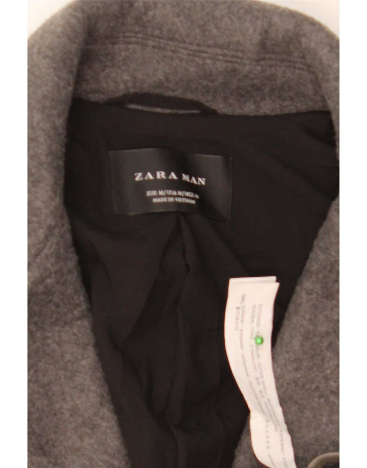 Zara Herre Overfrakke UK 38 Medium Grå Polyester
