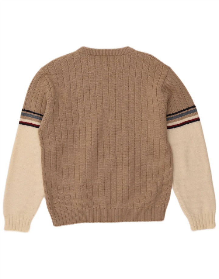 Paul Smith Herre Crew Neck Jumper Sweater Stor Beige Colourblock Uld