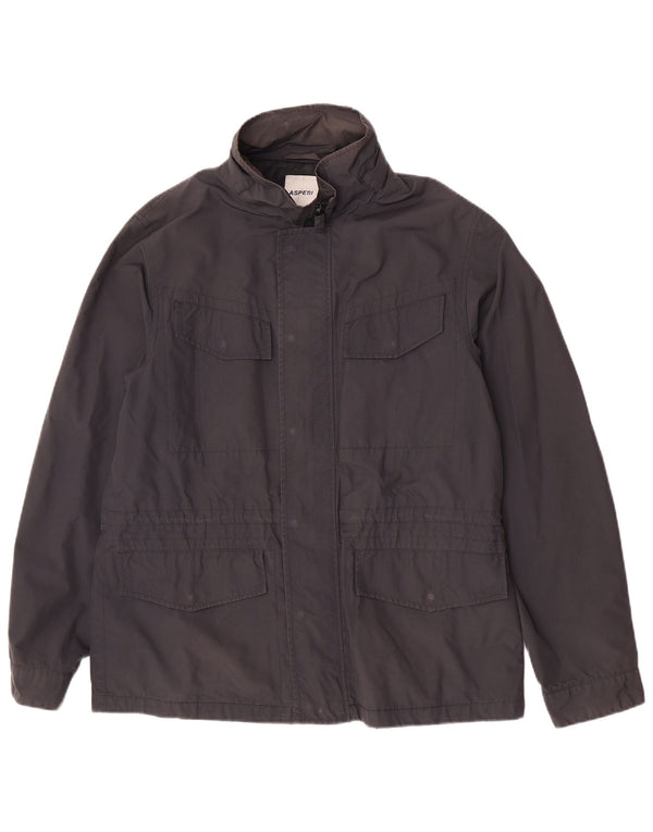 Aspesi Womens Utility Jacket UK 18 XL Navy Blue Polyamide