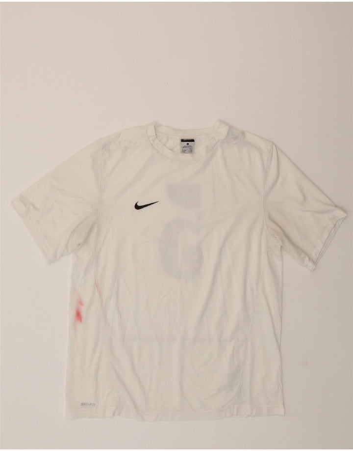 NIKE Mens Dri Fit Graphic T-Shirt Top UK 42/44 Large  White Polyester Vintage Nike and Second-Hand Nike from Messina Hembry 